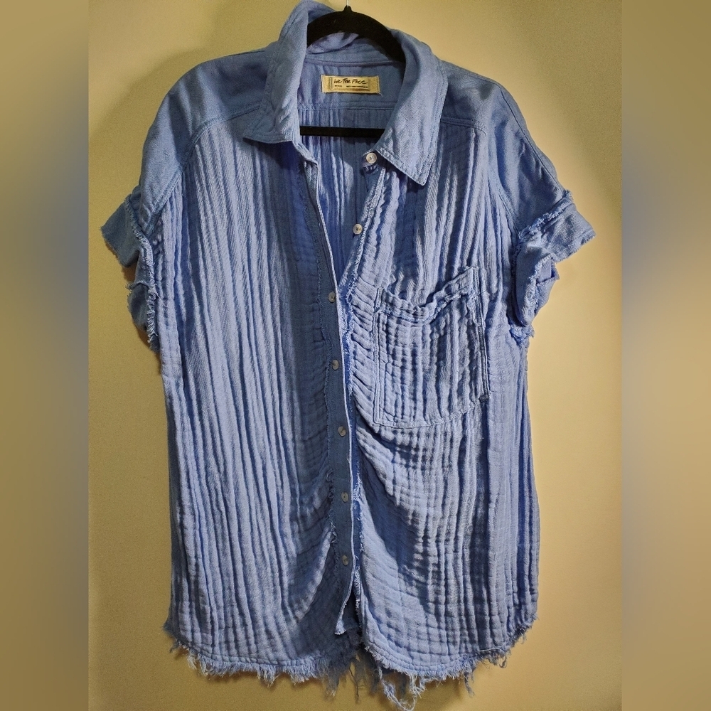 We The Free Light Blue Textured Shirt